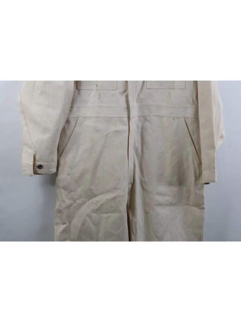 Vintage 50s Mens Small Distressed HBT Herringbone Twill Coveralls Sanforized USA